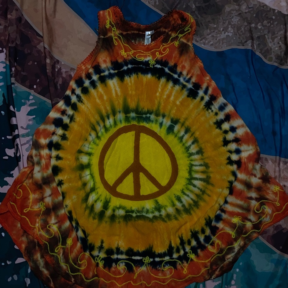 NWOT girls xl peace sign dress tie dye, hobo, hippy style